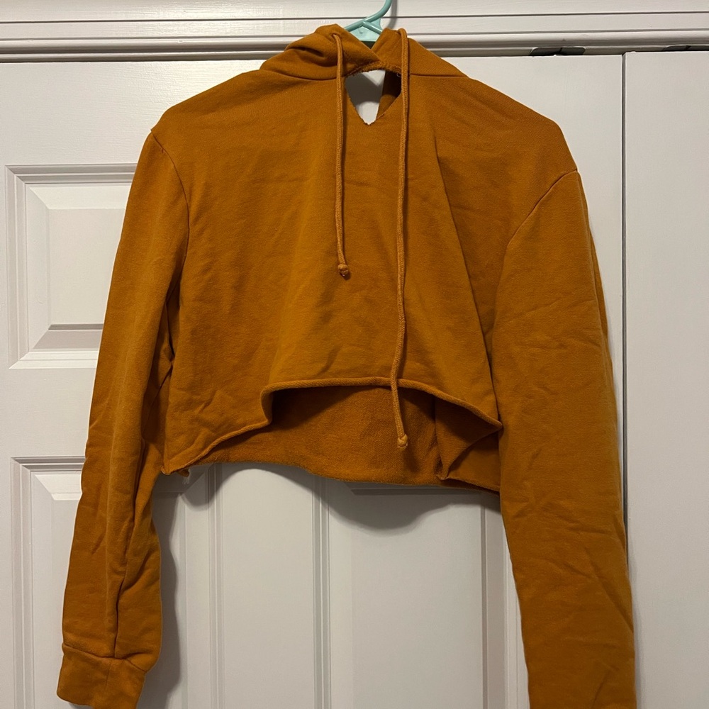 Forever 21 Cropped Hoodie in Mustard Orange
